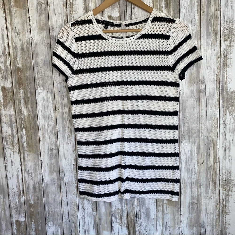 Talbots Crochet Stripe Crewneck Sweater - Picture 2 of 6